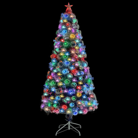 Sapin de noël artificiel led blanc et bleu 150 cm fibre optique