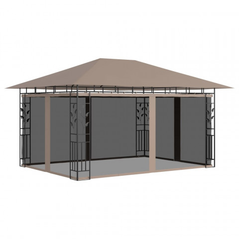  Tonnelle avec moustiquaire et lumières LED 4x3x2,73 m Taupe