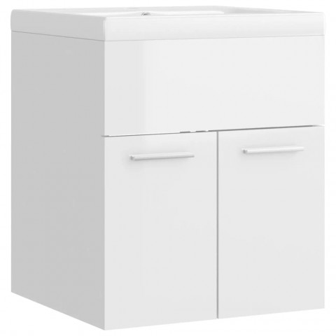 Armoire avec lavabo intégré blanc brillant aggloméré