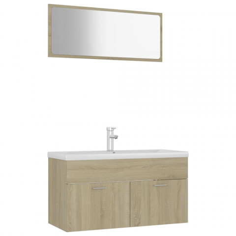 Ensemble de meubles de salle de bain chêne sonoma aggloméré