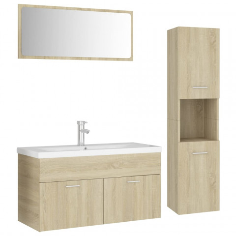 Ensemble de meubles de salle de bain chêne sonoma aggloméré