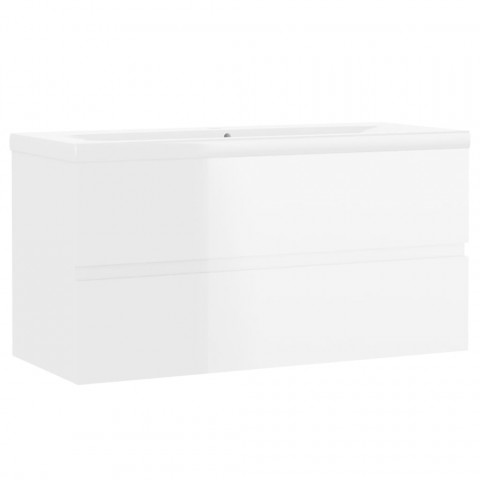 Armoire avec lavabo intégré blanc brillant aggloméré