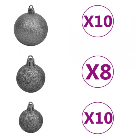 Set de boules de noël avec pic et 300 led 120 pcs - Couleur au choix