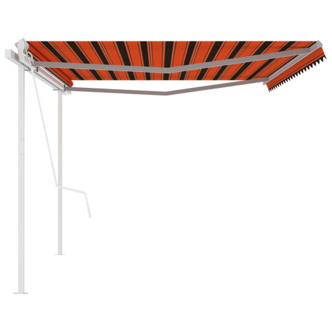 Auvent automatique rétractable poteaux 5x3,5 m orange et marron