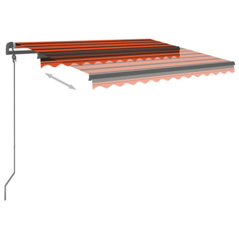 Auvent automatique capteur de vent led 3,5x2,5 m orange marron