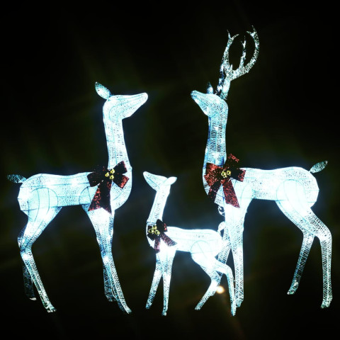  Décoration de Noël famille de rennes Blanc et argenté 201 LED