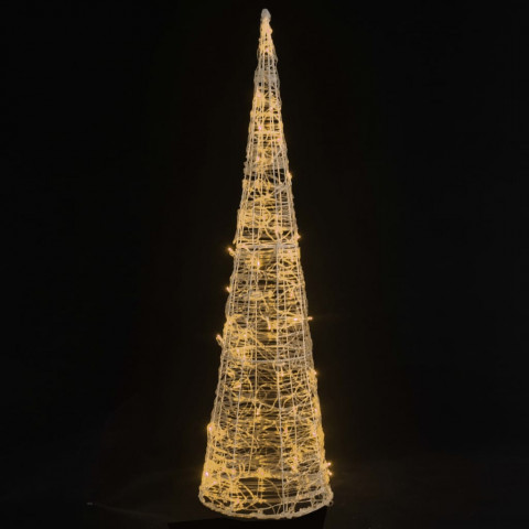 Cône lumineux décoratif pyramide acrylique blanc chaud 120 cm