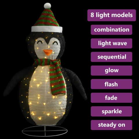 Décoration de Noël pingouin à LED Tissu de luxe 60 cm