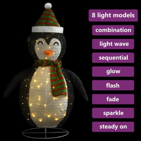 Décoration de Noël pingouin à LED Tissu de luxe 120 cm