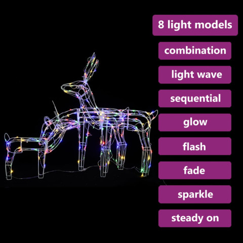 Cordon lumineux de noël 3 pcs rennes 229 led