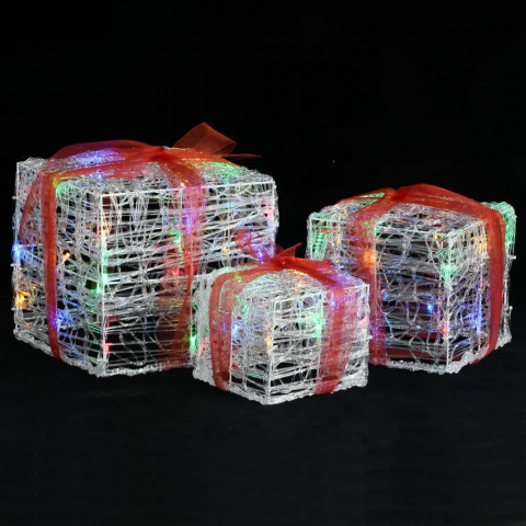 Boîtes-cadeaux de noël décoratives 3 pcs acrylique colorées
