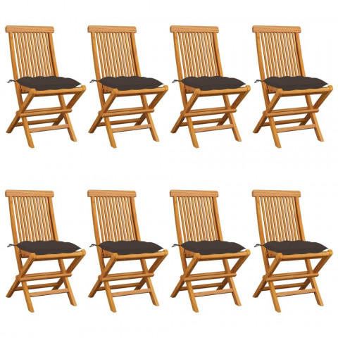 Chaises de jardin avec coussins 8 pcs teck massif - Couleur au choix