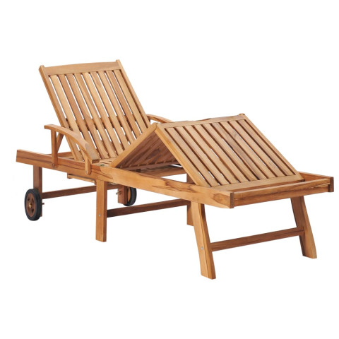 Lot de 2 transats chaise longue bain de soleil lit de jardin terrasse meuble d'extérieur avec coussin teck solide - Couleur au choix