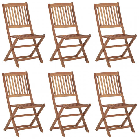 Chaises pliables de jardin 6 pcs avec coussins bois d'acacia vert vif