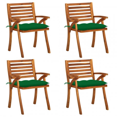 Chaises de jardin avec coussins bois de teck solide - Couleur et nombre de places au choix