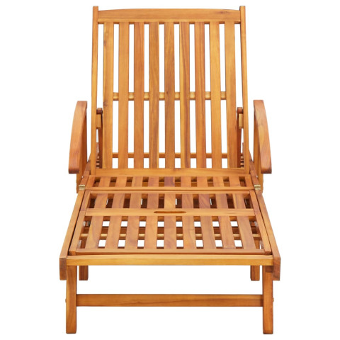 Lot de 2 transats chaise longue bain de soleil lit de jardin terrasse d'extérieur avec coussins bois d'acacia solide - Couleur au choix