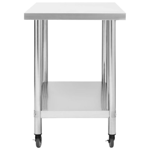 Table de travail de cuisine avec roues 100x60x85 cm inox