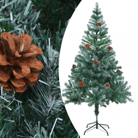  Arbre de Noël artificiel givré LED boules pommes de pin 150 cm