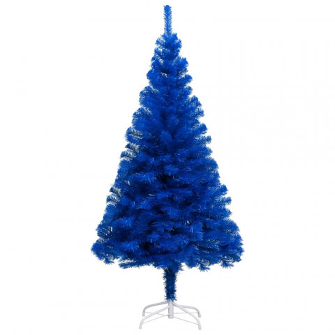 Arbre de noël artificiel avec led et boules bleu 120 cm pvc