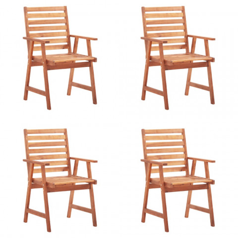 Chaises à dîner d'extérieur 4 pcs avec coussins acacia massif