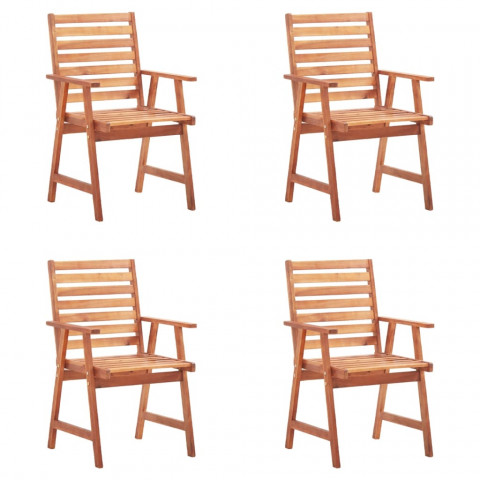 Chaises à dîner d'extérieur 4 pcs avec coussins acacia massif