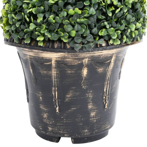 Plante de buis artificiel en spirale avec pot vert 117 cm