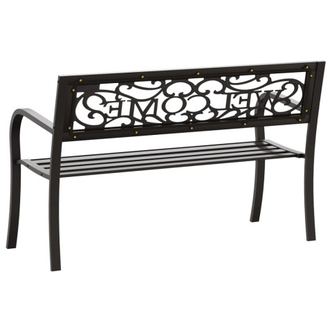 Banc de jardin meuble de patio d'extérieur terrasse 125 x 53 x 77 cm acier noir 