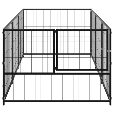 Chenil extérieur cage enclos parc animaux chien noir 3 m² acier  02_0000519