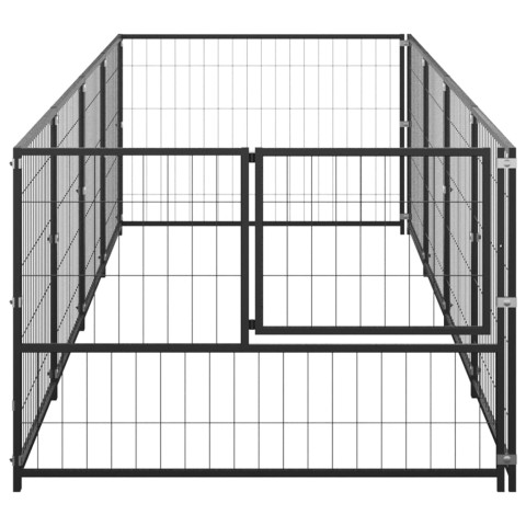 Chenil extérieur cage enclos parc animaux chien noir 4 m² acier  02_0000530