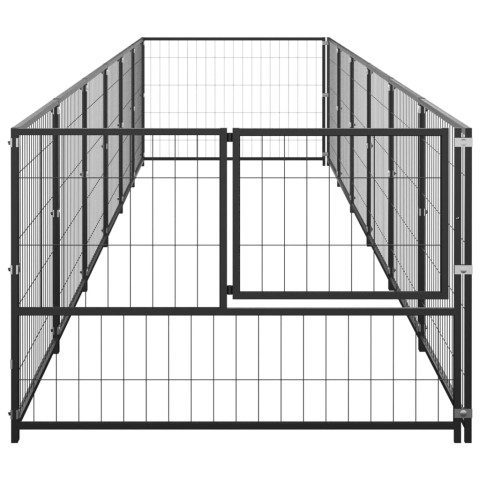 Chenil extérieur cage enclos parc animaux chien noir 6 m² acier  02_0000544