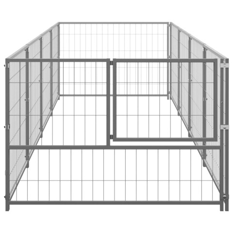 Chenil extérieur cage enclos parc animaux chien argenté 4 m² acier  02_0000275