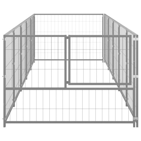 Chenil extérieur cage enclos parc animaux chien argenté 5 m² acier  02_0000285