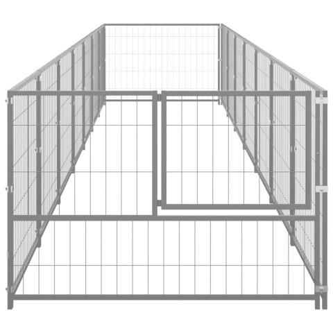 Chenil extérieur cage enclos parc animaux chien argenté 7 m² acier  02_0000297