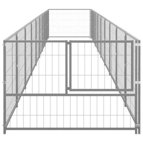 Chenil extérieur cage enclos parc animaux chien argenté 9 m² acier  02_0000307