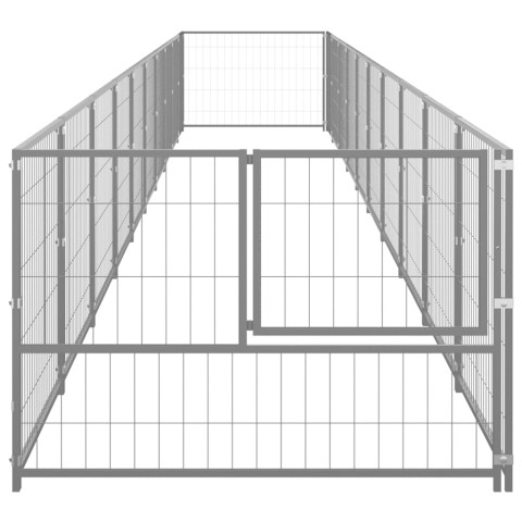 Chenil extérieur cage enclos parc animaux chien argenté 10 m² acier  02_0000228