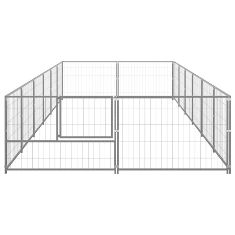 Chenil extérieur cage enclos parc animaux chien argenté 12 m² acier  02_0000235