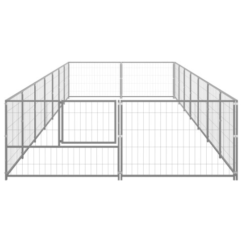 Chenil extérieur cage enclos parc animaux chien argenté 14 m² acier  02_0000239