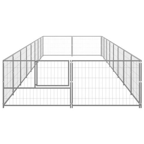Chenil extérieur cage enclos parc animaux chien argenté 16 m² acier  02_0000243