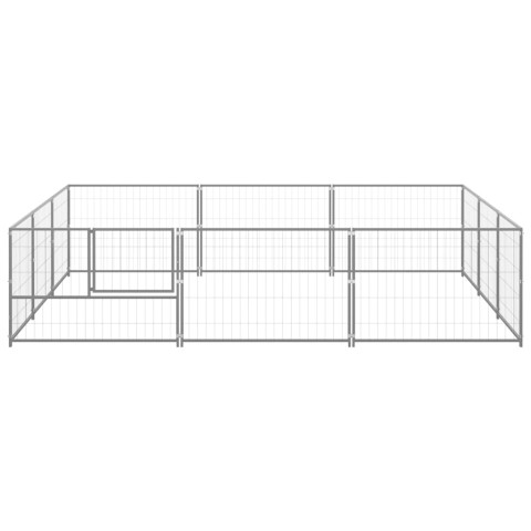 Chenil extérieur cage enclos parc animaux chien argenté 9 m² acier  02_0000308