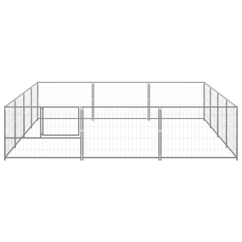 Chenil extérieur cage enclos parc animaux chien argenté 12 m² acier  02_0000236