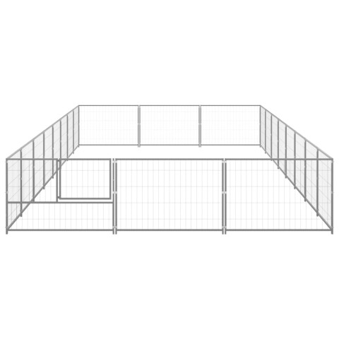 Chenil extérieur cage enclos parc animaux chien argenté 24 m² acier  02_0000256