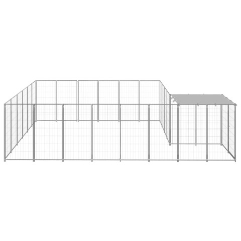 Chenil extérieur cage enclos parc animaux chien argenté 12,1 m² acier  02_0000237