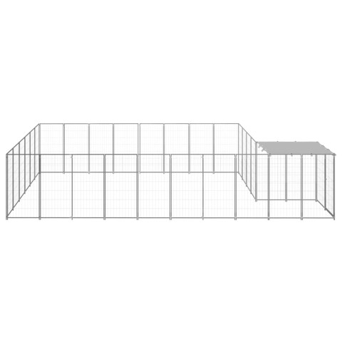 Chenil extérieur cage enclos parc animaux chien argenté 15,73 m² acier  02_0000241