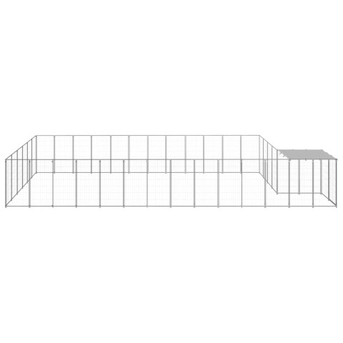 Chenil extérieur cage enclos parc animaux chien argenté 22,99 m² acier  02_0000255