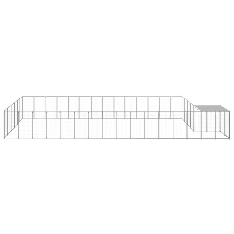 Chenil extérieur cage enclos parc animaux chien argenté 26,62 m² acier  02_0000261