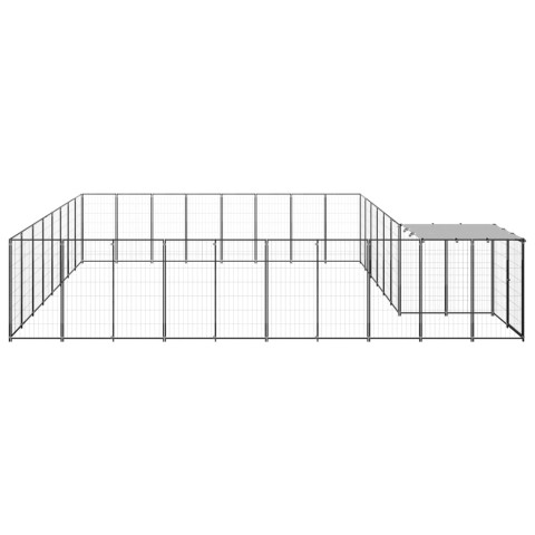 Chenil extérieur cage enclos parc animaux chien argenté 20,57 m² acier  02_0000252