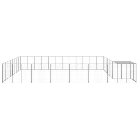 Chenil extérieur cage enclos parc animaux chien argenté 30,25 m² acier  02_0000267