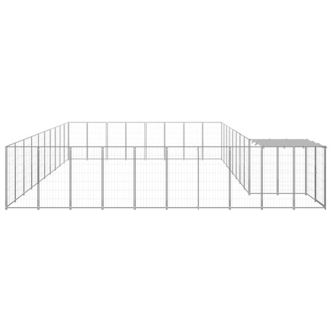 Chenil extérieur cage enclos parc animaux chien argenté 25,41 m² acier  02_0000260