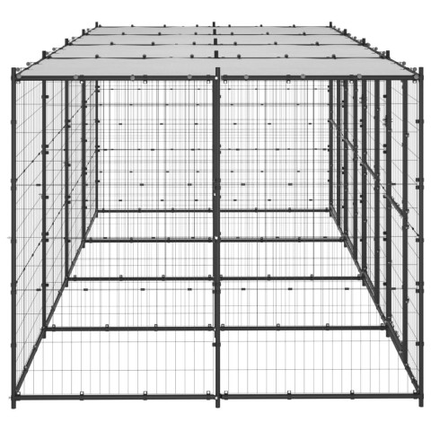 Chenil extérieur cage enclos parc animaux chien extérieur acier avec toit 9,68 m² 