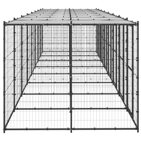 Chenil extérieur cage enclos parc animaux chien extérieur acier avec toit 19,36 m² helloshop26 02_0000394